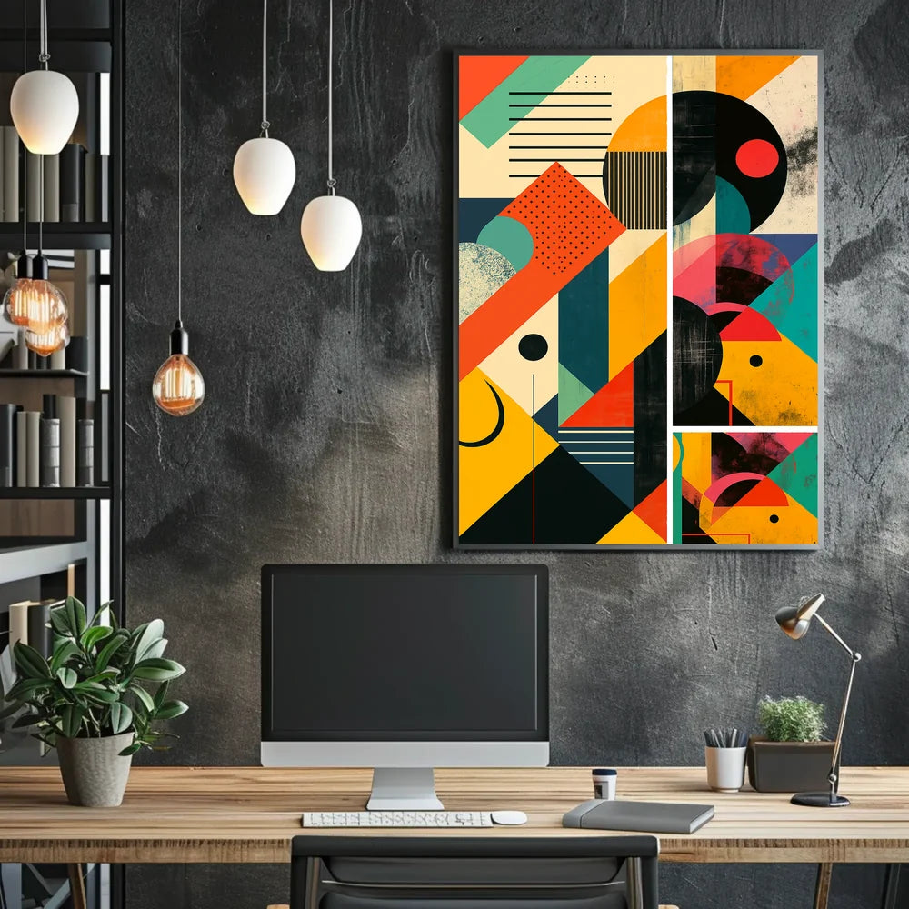 Dynamic Geometric Shapes in Vibrant Colors Abstract or Artistic Poster