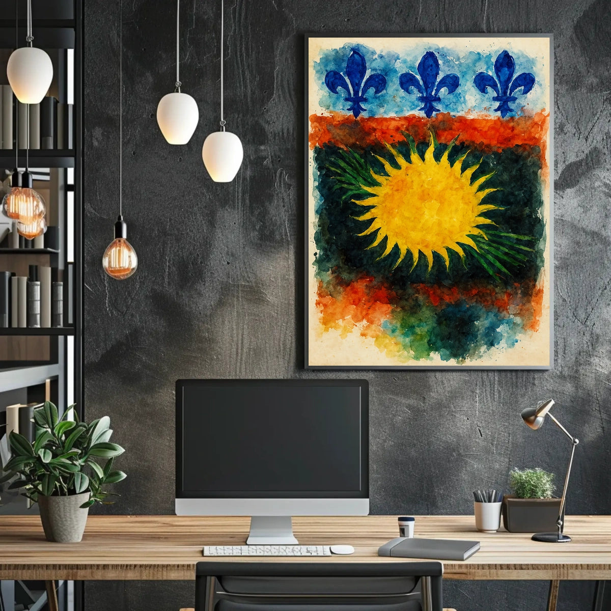 Sunburst and Fleur-de-Lis Poster