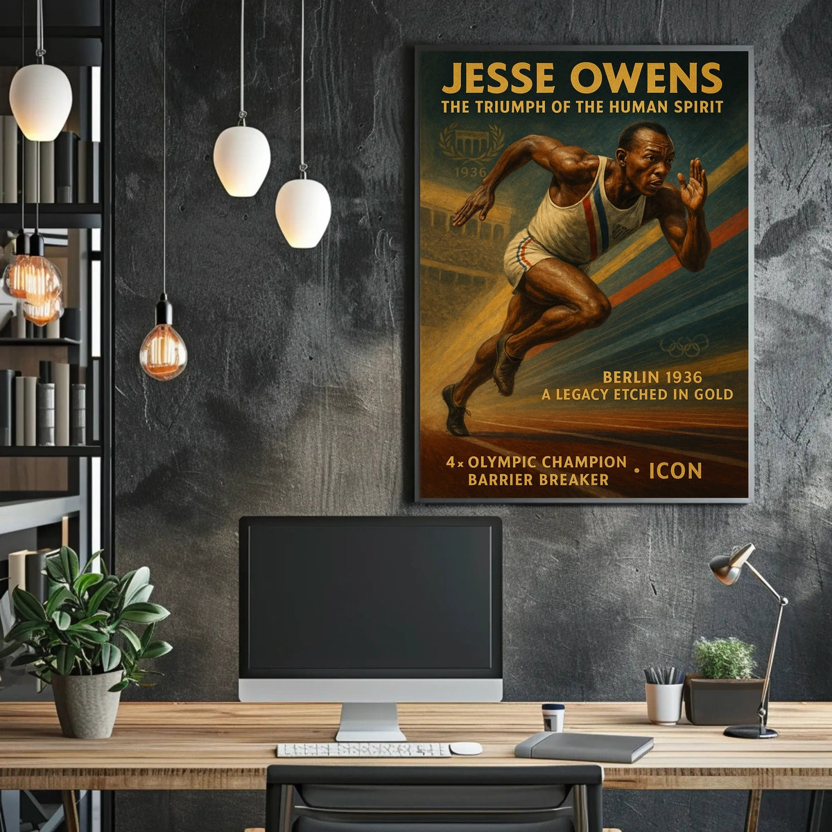 Jesse Owens Berlin Olympics Vintage Art Poster