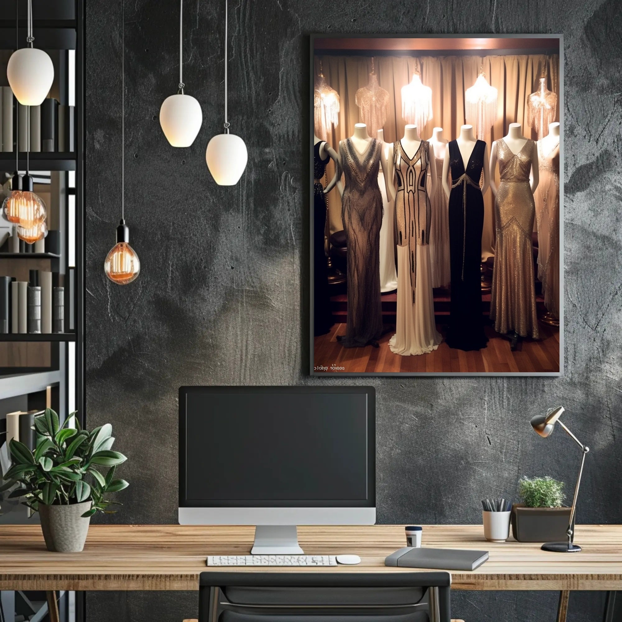 Elegant Evening Gowns Display Poster