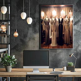 Elegant Evening Gowns Display Poster
