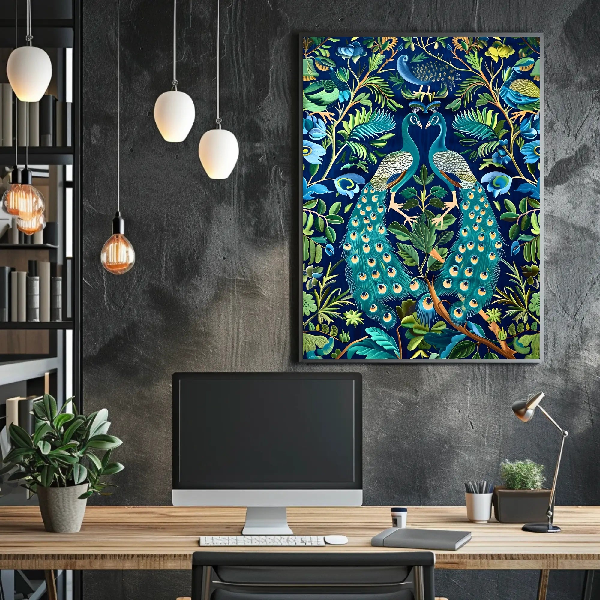 Exquisite Peacocks in Lush Foliage Animal Poster