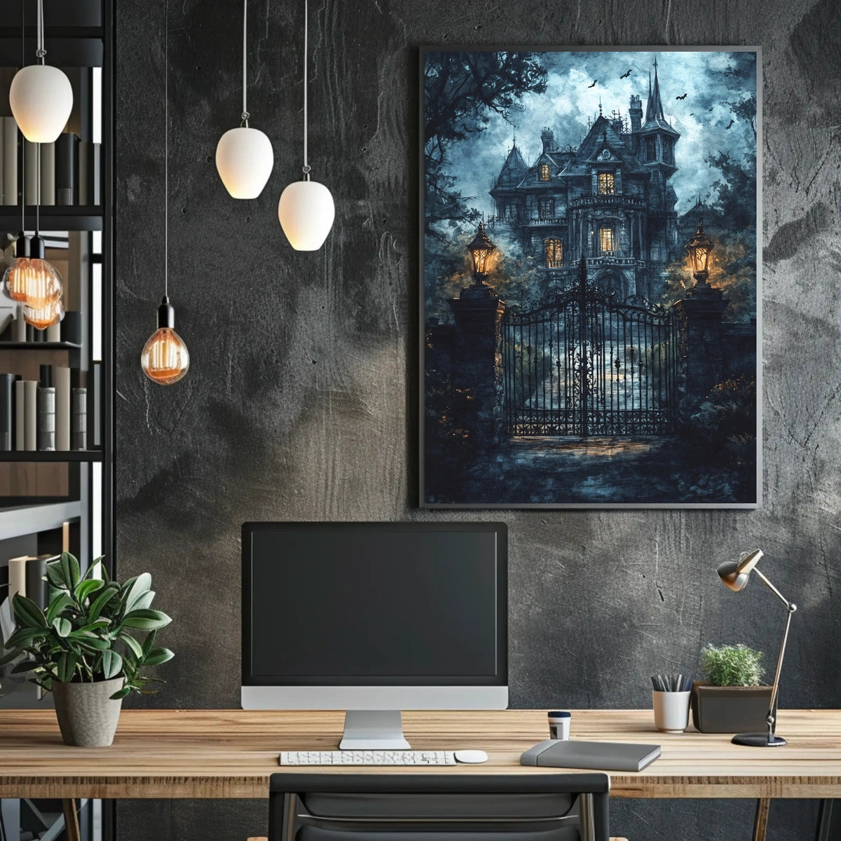 Gothic Haunted Mansion Atmosphere Victorian Era Cultural Heritage Poster
