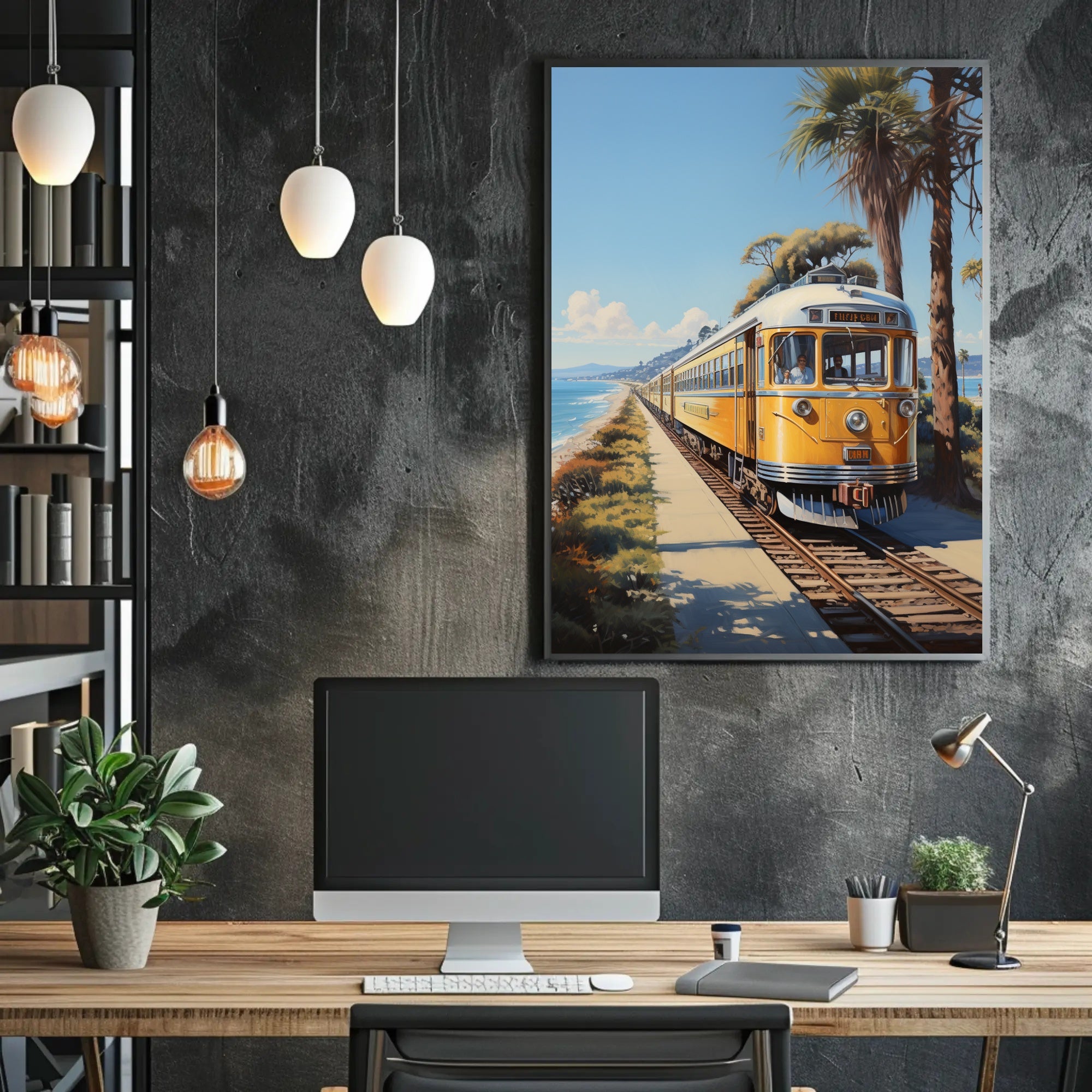 Coastal Train Journey Poster