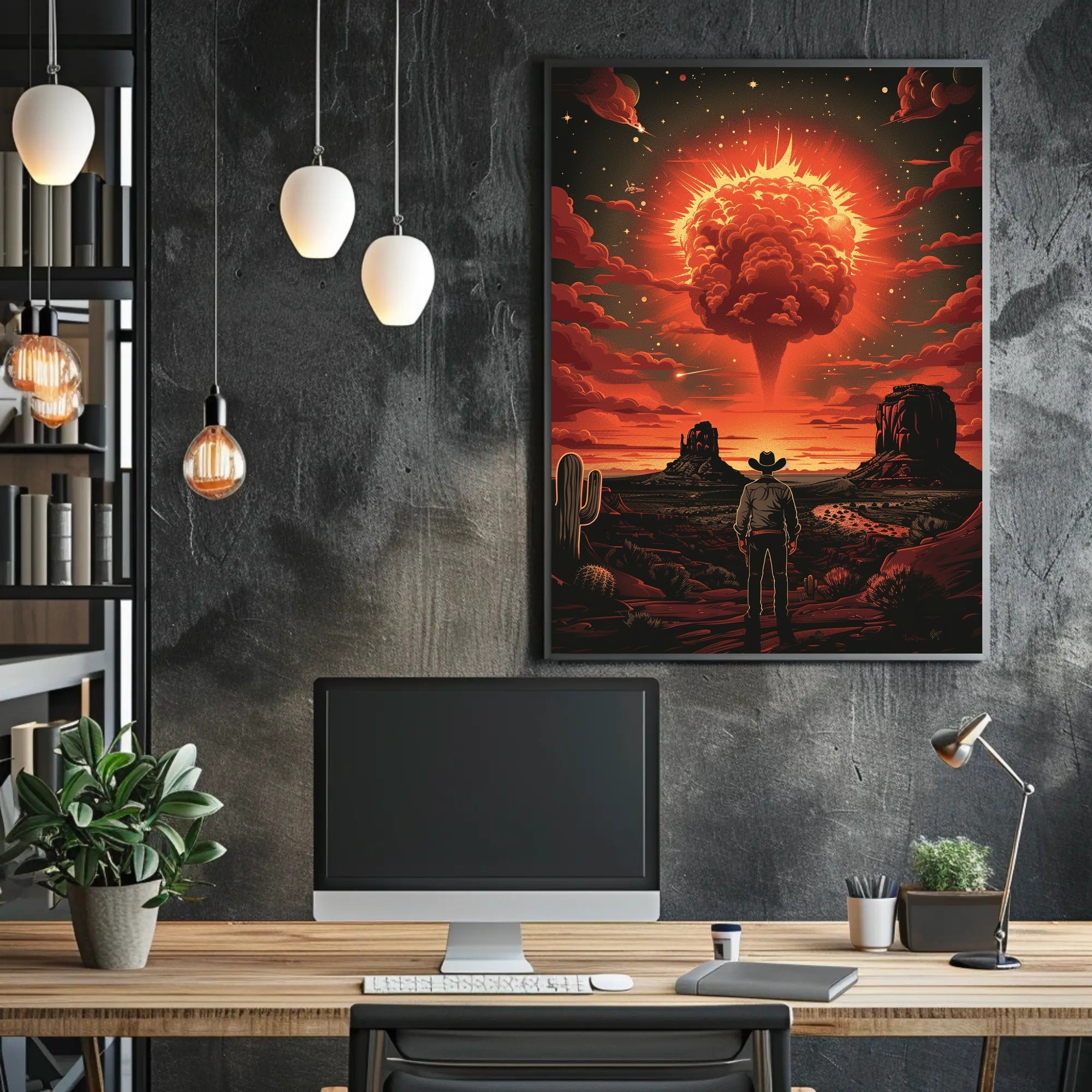 Cowboy's Cosmic Encounter Art Print Poster for Room Decor PosterGoat