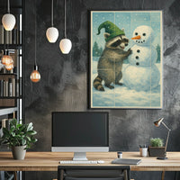 Winter Wonderland With Raccoon Poster