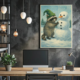 Winter Wonderland With Raccoon Poster