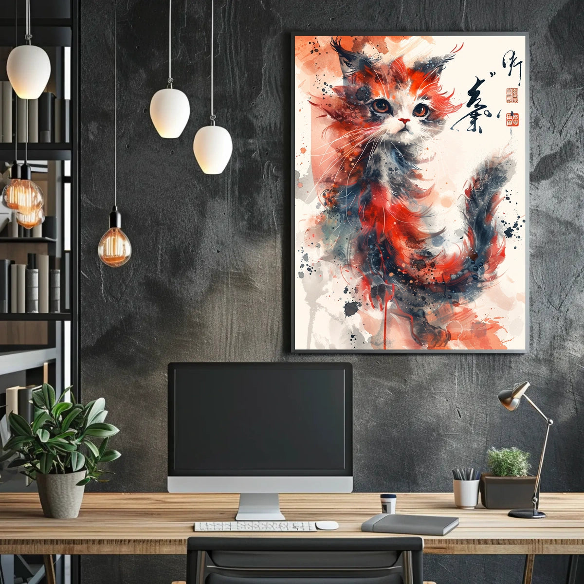 Whimsical Watercolor Cat Poster