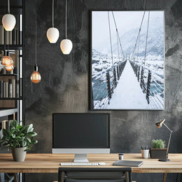 Snow-Covered Bridge in Wintery Landscape National Park Poster