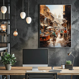 Bustling Market Street Poster