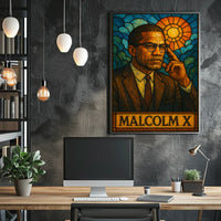 Malcolm X Stained Glass Tribute Poster