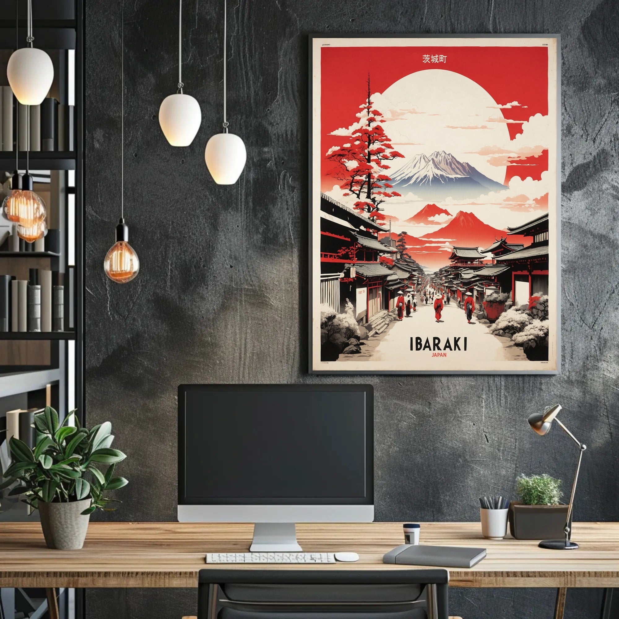 Traditional Japanese Street Scene Travel Poster