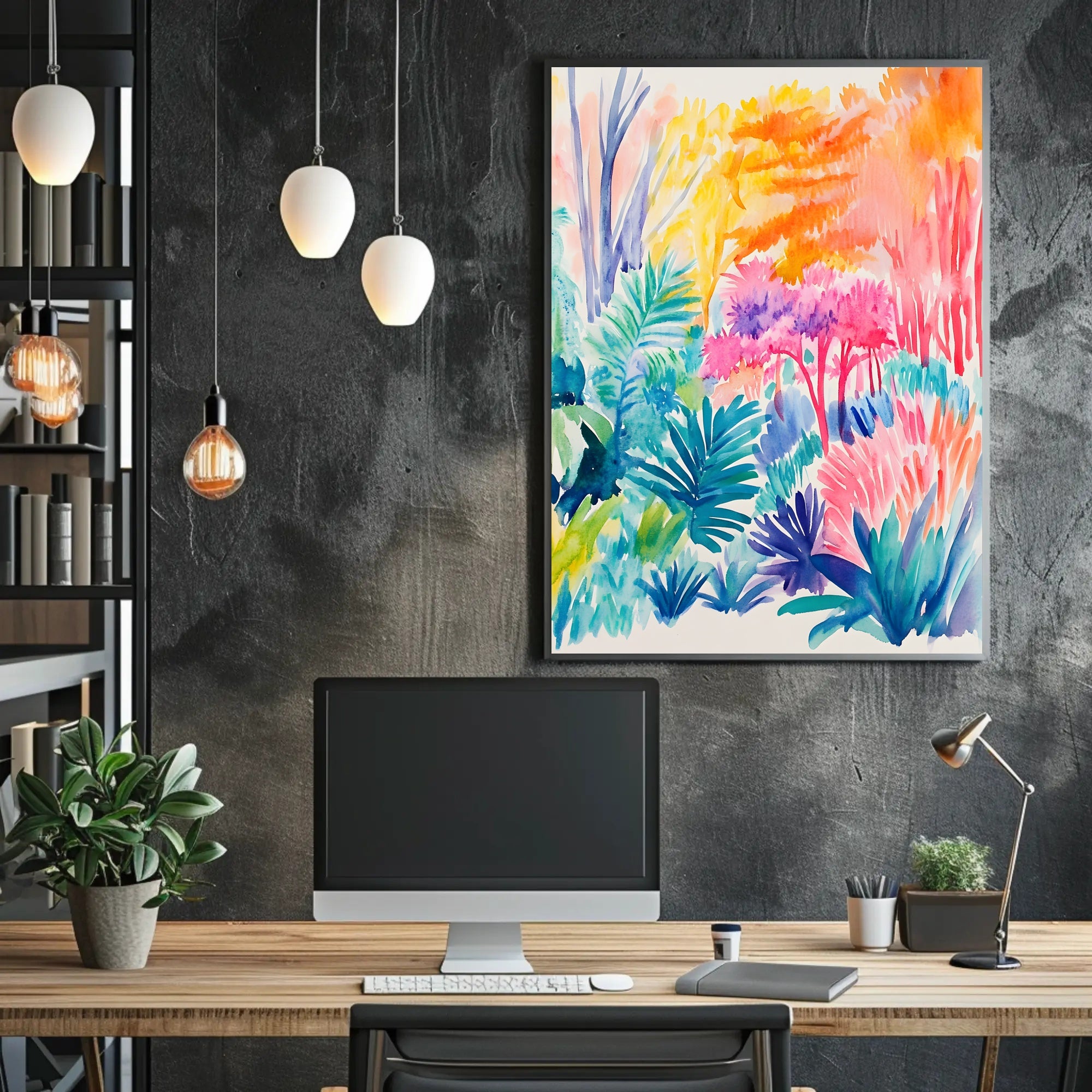 Tropical Watercolor Jungle - Abstract, Artistic, or Pop Culture Poster