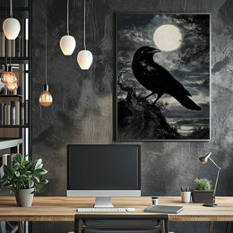 Mystical Crow in Moonlight Animal Poster PosterGoat