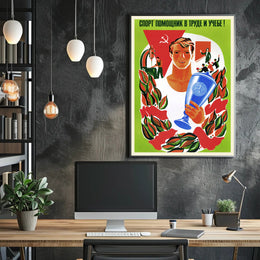 Soviet Sports Propaganda Poster with Patriotic Vintage Style
