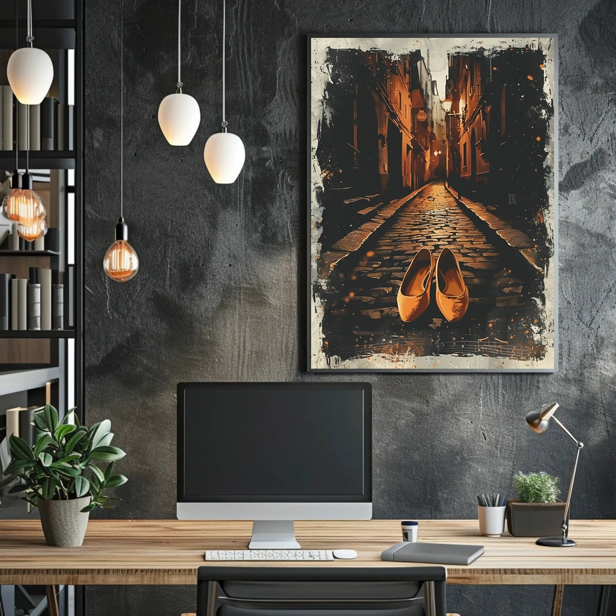 Serene European Street Ballet Flats Art Poster