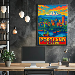 Portland, Oregon Vibrant Cityscape Poster