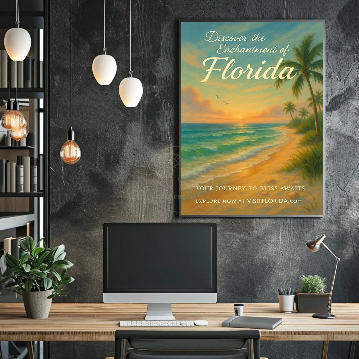 Serene Florida Coastal Sunset Travel Poster