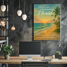 Serene Florida Coastal Sunset Travel Poster