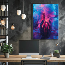 Mystical Hands in Neon Smoke Poster PosterGoat