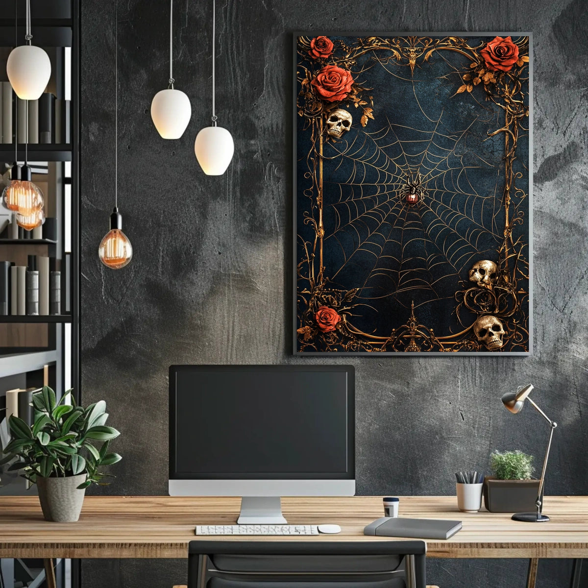Dark and Mysterious Spiderweb Gothic Art Poster