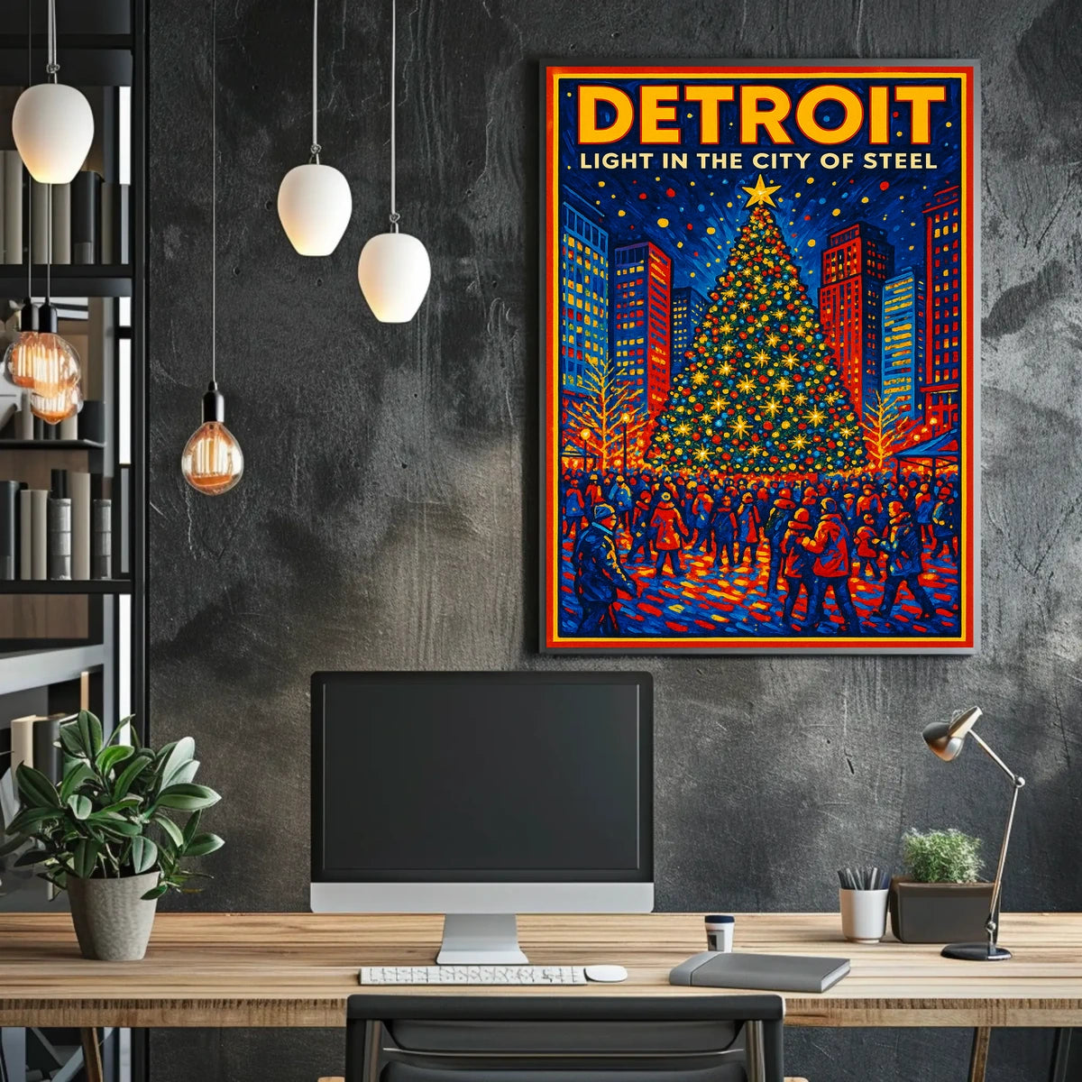 Detroit Light In The City Of Steel Poster
