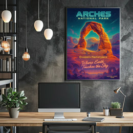 Arches National Park Starry Night Vintage Travel Poster
