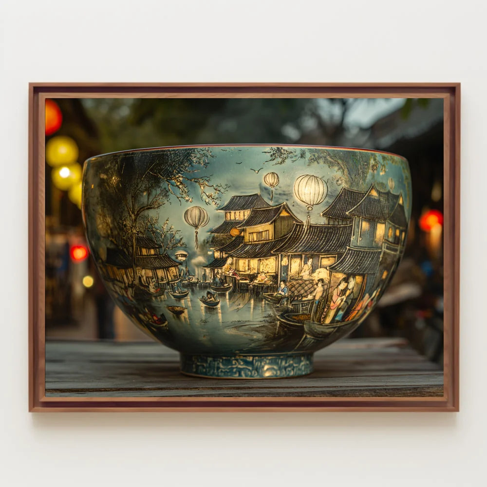 Asian Heritage Art: Riverside Village Scene Poster