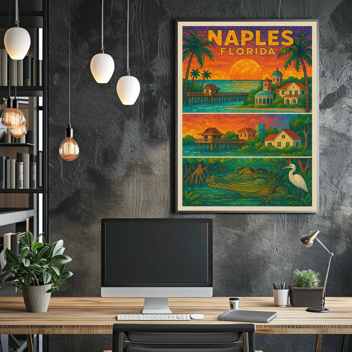 Naples Florida Poster Vibrant Coastal Wall Art For Home