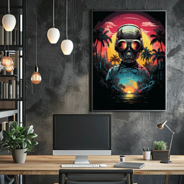 Futuristic Explorer At Sunset Poster