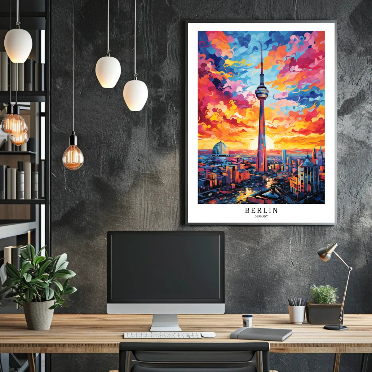Berlin Skyline At Sunset Poster