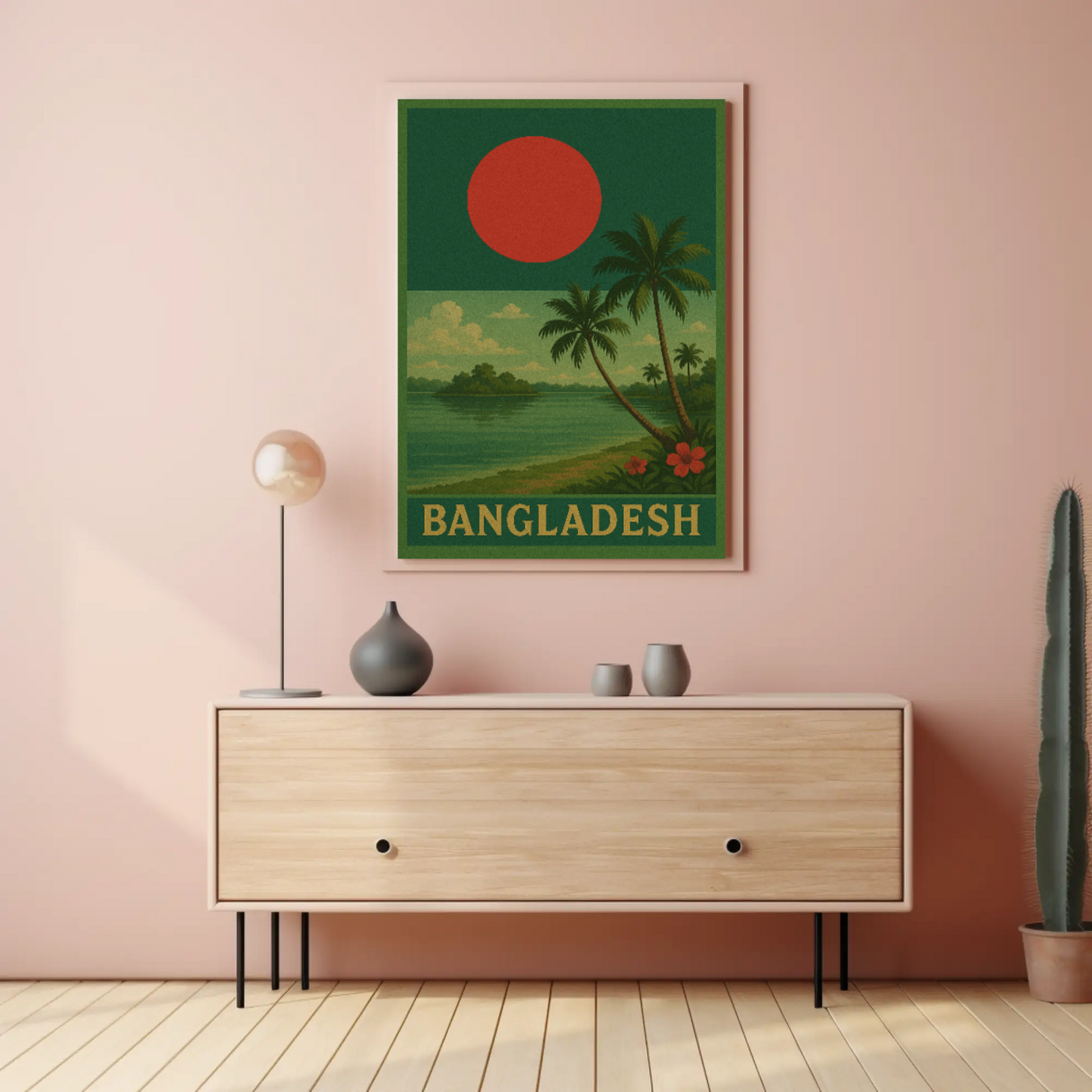 Bangladesh Tropical Landscape Vintage Travel Poster