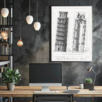 Architectural Diagram of a Leaning Tower Poster PosterGoat