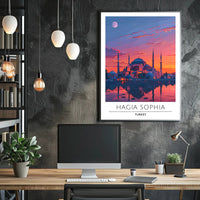 Hagia Sophia Sunset: Captivating Cultural Heritage Poster
