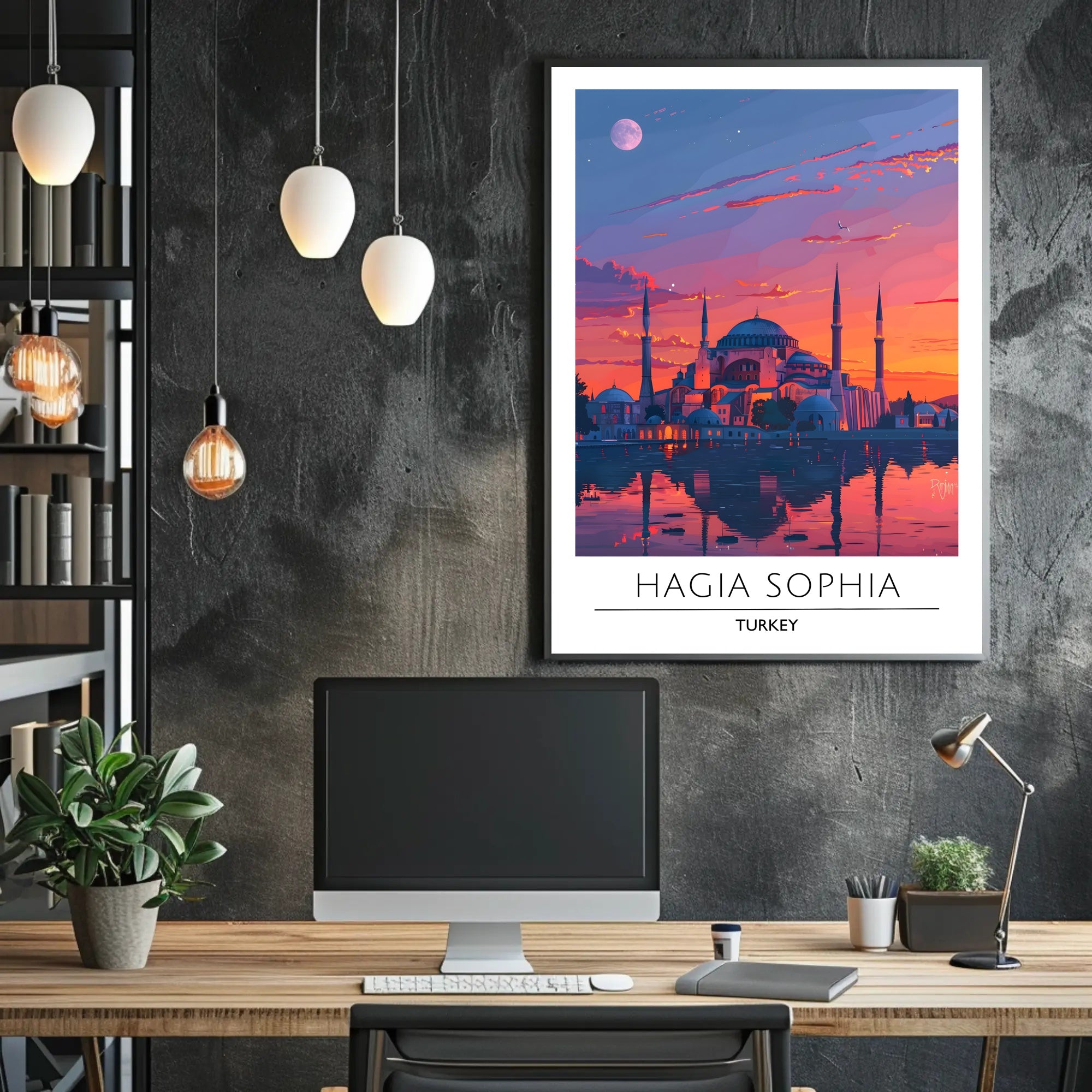 Hagia Sophia Sunset: Captivating Cultural Heritage Poster