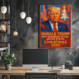 Stylized Presidential Portrait: Christmas 2025 Political Poster