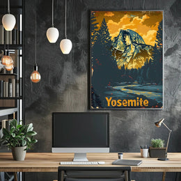 Yosemite National Park: Half Dome Under Golden Sky Poster