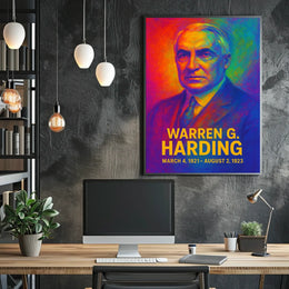 Warren G. Harding 29th President of the United States Neon Gradient Overlay Poster