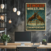 Reindeer Wrestling Championship: Bold Whimsical Sports Poster