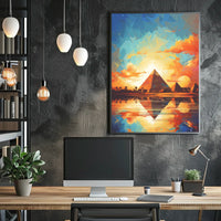 Artistic Reflection of Egyptian Pyramids in Travel Poster