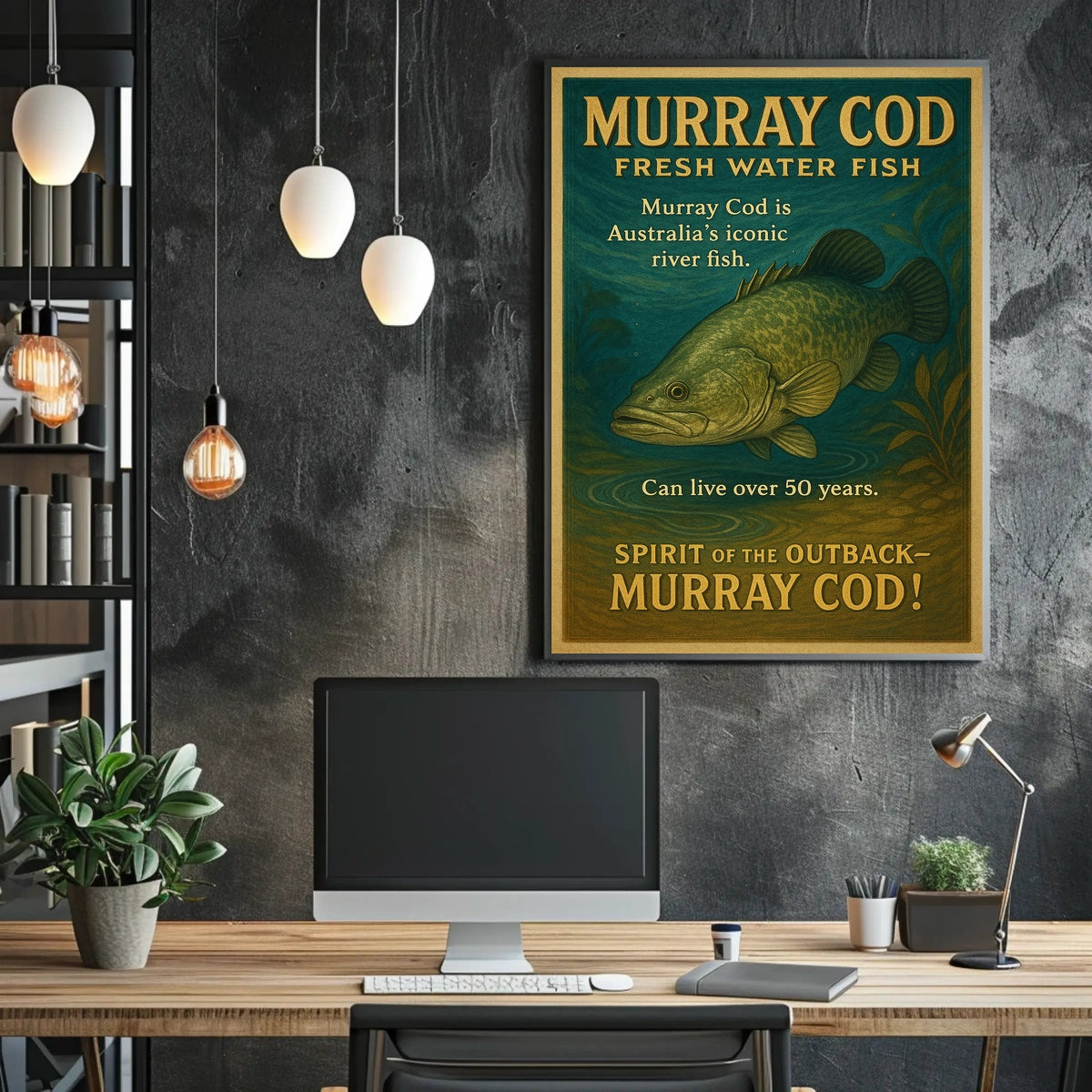 Murray Cod Vintage Illustration Educational Wall Art