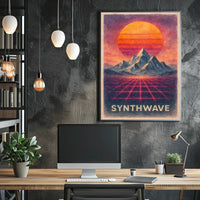 Synthwave Neon Horizon Retro-Futuristic Sci-Fi Poster