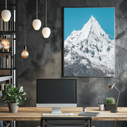 Majestic Snowy Mountain Under Blue Sky National Park Poster