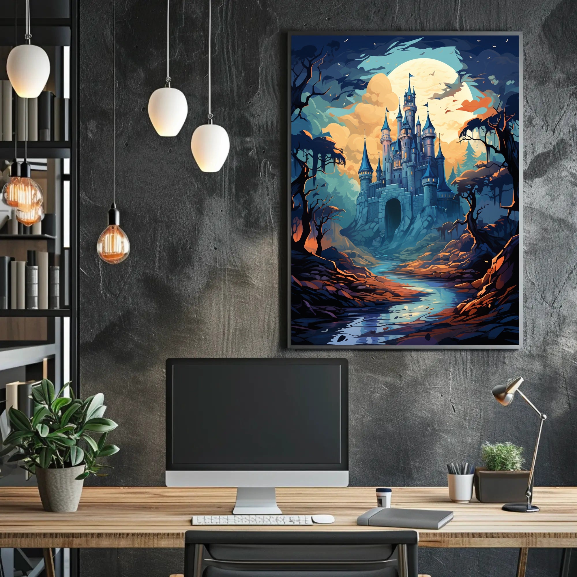 Enchanted Castle Under The Moon Poster