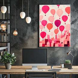 Hot Air Balloons Poster Whimsical Travel Wall Art Print