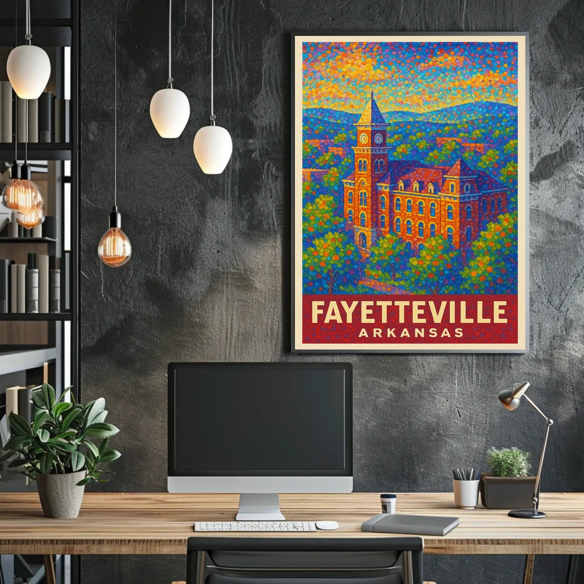 Fayetteville Landmark Pointillism Heritage Poster