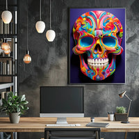 Vibrant Skull Art Poster PosterGoat