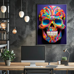 Vibrant Skull Art Poster PosterGoat