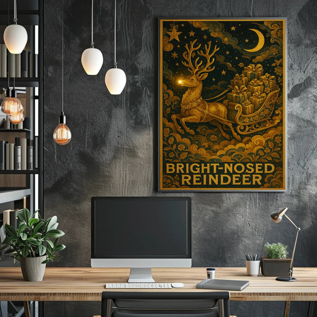Bright-Nosed Reindeer Poster