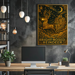 Bright-Nosed Reindeer Poster